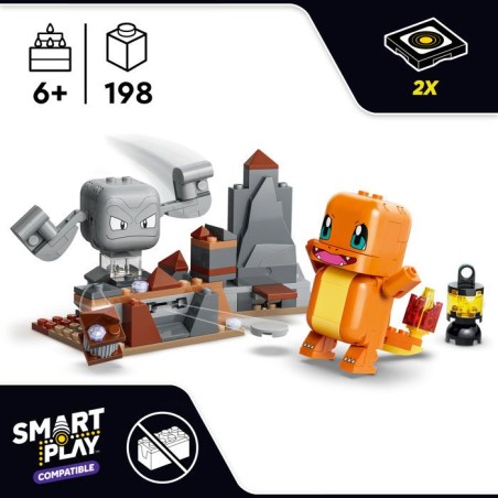 LEGO Pokémon 72157 - Set de construction compatible SMART Play™ - Salameche et Racaillou, Combat dans la grotte - Des 6 ans