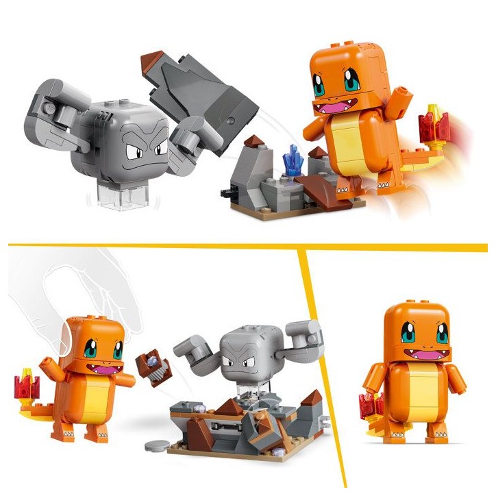 LEGO Pokémon 72157 - Set de construction compatible SMART Play™ - Salameche et Racaillou, Combat dans la grotte - Des 6 ans