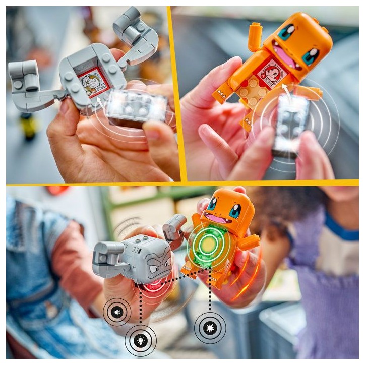 LEGO Pokémon 72157 - Set de construction compatible SMART Play™ - Salameche et Racaillou, Combat dans la grotte - Des 6 ans