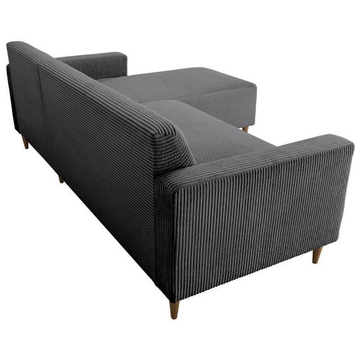 Canapé d'angle fixe réversible - 4 places - BOB - Velours cotelé Anthracite - 197 x 138 x 65 cm Canapé d'angle fixe réversible - 4 places - BOB - Velours cotelé Anthracite - 197 x 138 x 65 cm