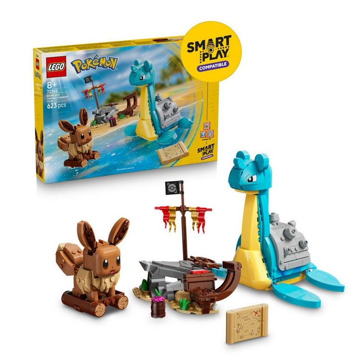LEGO Pokémon 72162 - Set de construction compatible SMART Play™ - Évoli et Lokhlass, Chasse au Trésor - Des 8 ans