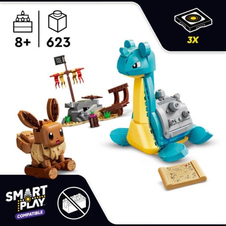 LEGO Pokémon 72162 - Set de construction compatible SMART Play™ - Évoli et Lokhlass, Chasse au Trésor - Des 8 ans