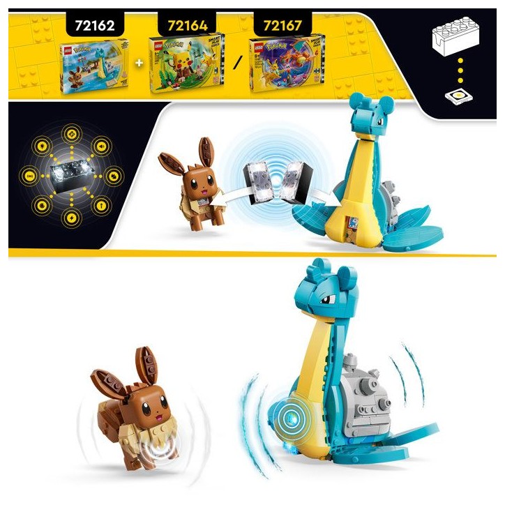 LEGO Pokémon 72162 - Set de construction compatible SMART Play™ - Évoli et Lokhlass, Chasse au Trésor - Des 8 ans