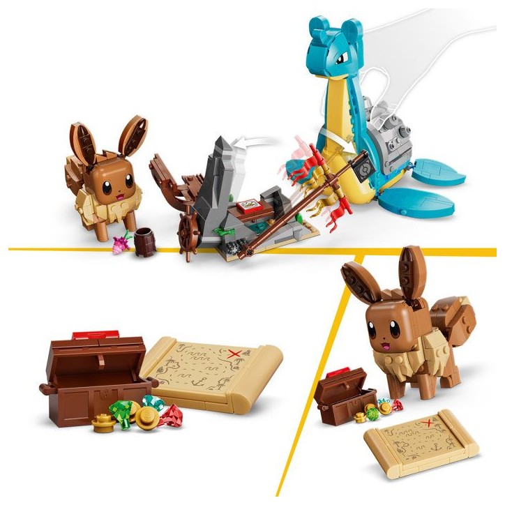 LEGO Pokémon 72162 - Set de construction compatible SMART Play™ - Évoli et Lokhlass, Chasse au Trésor - Des 8 ans