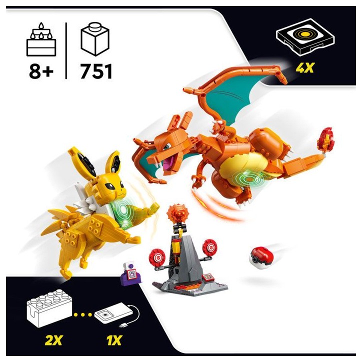 LEGO Pokémon 72167 - Set de construction Pokémon SMART Play™ - Dracaufeu et Voltali, Combat Ultime - Set Tout-en-un - Des 8 LEGO Pokémon 72167 - Set de construction Pokémon SMART Play™ - Dracaufeu et Voltali, Combat Ultime - Set Tout-en-un - Des 8