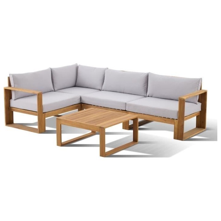 Salon de jardin d'angle modulable LEVATA CLASSIQUE - Bois d'acacia FSC - 5 personnes - Gris Salon de jardin d'angle modulable LEVATA CLASSIQUE - Bois d'acacia FSC - 5 personnes - Gris