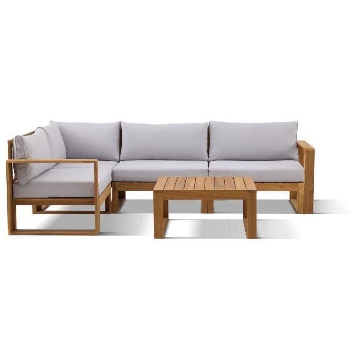 Salon de jardin d'angle modulable LEVATA CLASSIQUE - Bois d'acacia FSC - 5 personnes - Gris Salon de jardin d'angle modulable LEVATA CLASSIQUE - Bois d'acacia FSC - 5 personnes - Gris
