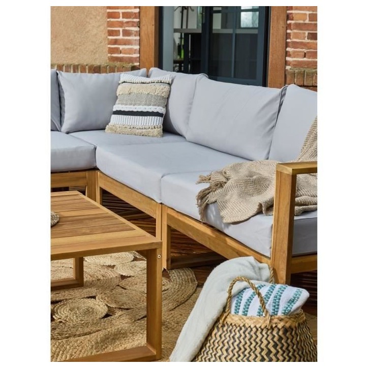 Salon de jardin d'angle modulable LEVATA CLASSIQUE - Bois d'acacia FSC - 5 personnes - Gris Salon de jardin d'angle modulable LEVATA CLASSIQUE - Bois d'acacia FSC - 5 personnes - Gris