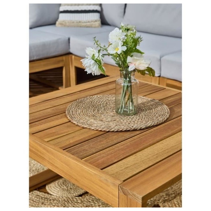 Salon de jardin d'angle modulable LEVATA CLASSIQUE - Bois d'acacia FSC - 5 personnes - Gris Salon de jardin d'angle modulable LEVATA CLASSIQUE - Bois d'acacia FSC - 5 personnes - Gris