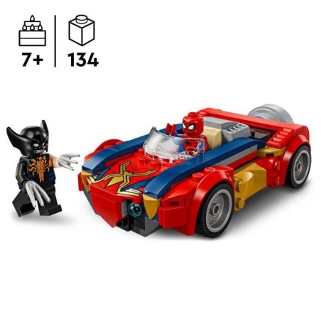 LEGO | Marvel 76336 Spider-Man et sa Voiture contre Wolverine Vénomisé - Jouet des 7 ans