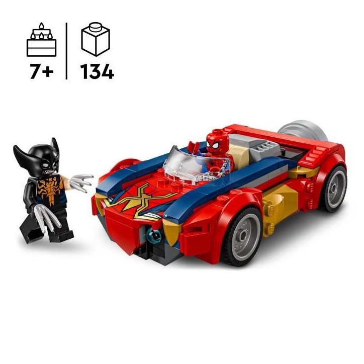 LEGO | Marvel 76336 Spider-Man et sa Voiture contre Wolverine Vénomisé - Jouet des 7 ans