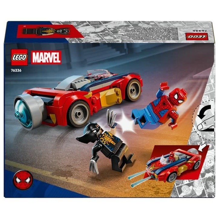LEGO | Marvel 76336 Spider-Man et sa Voiture contre Wolverine Vénomisé - Jouet des 7 ans