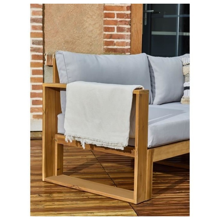 Salon de jardin d'angle modulable LEVATA CLASSIQUE - Bois d'acacia FSC - 5 personnes - Gris Salon de jardin d'angle modulable LEVATA CLASSIQUE - Bois d'acacia FSC - 5 personnes - Gris