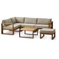 Salon de jardin d'angle modulable LEVATA OTTOMAN - Bois d'acacia FSC -
