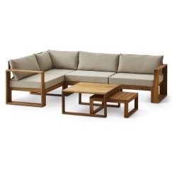 Salon de jardin d'angle modulable LEVATA OTTOMAN - Bois d'acacia FSC -
