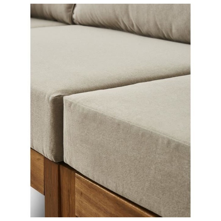 Salon de jardin d'angle modulable LEVATA OTTOMAN - Bois d'acacia FSC - 6 personnes - Gris de lin + Housse incluse Salon de jardin d'angle modulable LEVATA OTTOMAN - Bois d'acacia FSC - 6 personnes - Gris de lin + Housse incluse