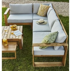 Salon de jardin d'angle modulable LEVATA OTTOMAN - Bois d'acacia FSC -