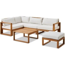 Salon de jardin d'angle modulable LEVATA OTTOMAN - Bois d'acacia FSC -