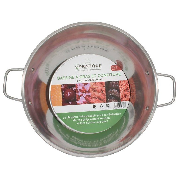 Bassine - LE PRATIQUE - Inox - Ø 38 cm - 9 L - 2 anses