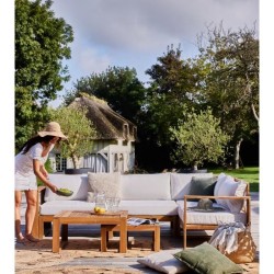 Salon de jardin d'angle modulable LEVATA OTTOMAN - Bois d'acacia FSC -