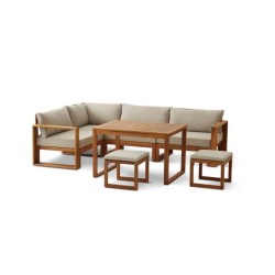 Salon de jardin d'angle modulable LEVATA DINING - Bois d'acacia FSC -