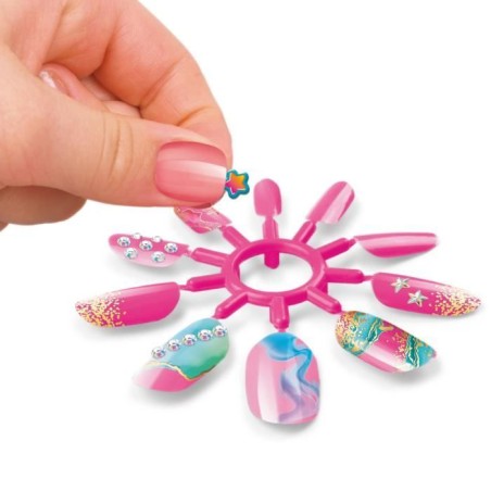 Kit de nail art stylé - Lexibook - Ongles a Presser avec Stickers, Cristaux et Bijoux - Manucure Facile Effet Salon - Des 8 ans