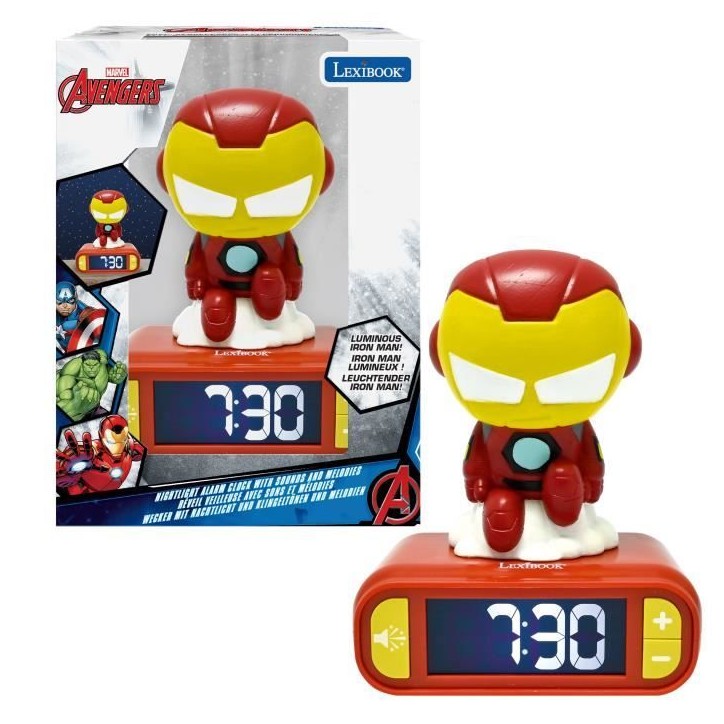 Réveil veilleuse digital LEXIBOOK - Iron Man - 3D lumineux et sonore - Enfant