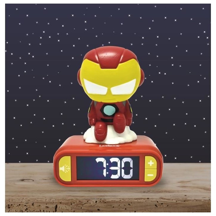 Réveil veilleuse digital LEXIBOOK - Iron Man - 3D lumineux et sonore - Enfant