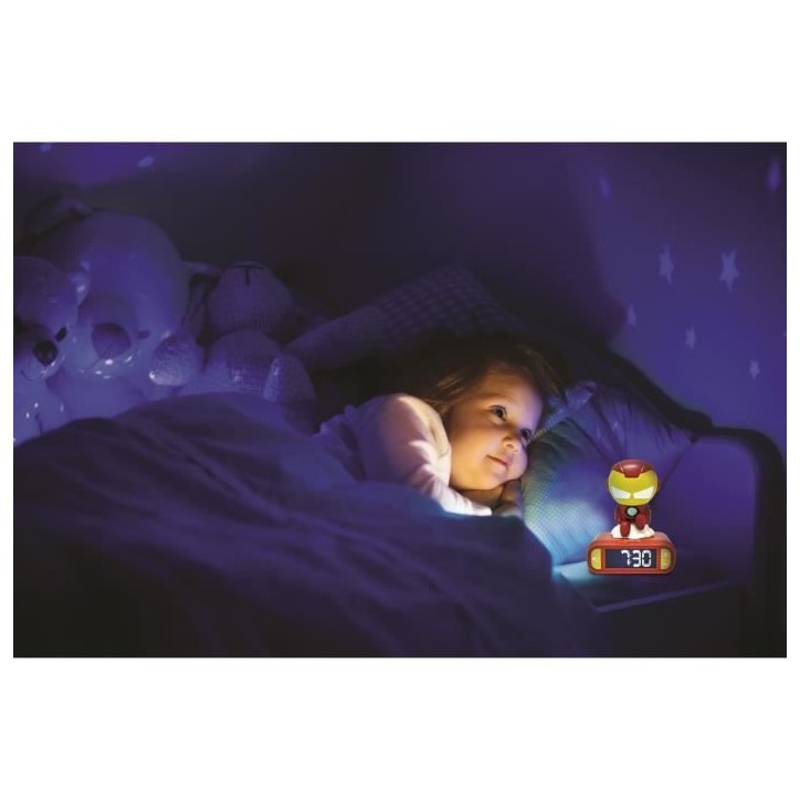 Réveil veilleuse digital LEXIBOOK - Iron Man - 3D lumineux et sonore - Enfant