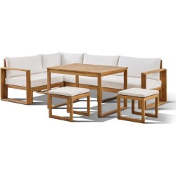 Salon de jardin d'angle modulable LEVATA DINING - Bois d'acacia FSC -