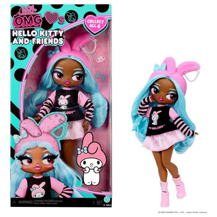 L.O.L. Surprise! O.M.G. Hello Kitty and Friends - Melody, poupée articulée - 24 cm - 4 modeles a collectionner L.O.L. Surprise! O.M.G. Hello Kitty and Friends - Melody, poupée articulée - 24 cm - 4 modeles a collectionner