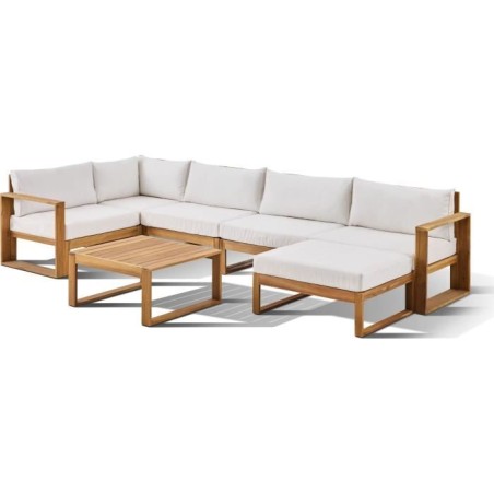 Salon de jardin d'angle modulable LEVATA XL - Bois d'acacia FSC - 8 pe