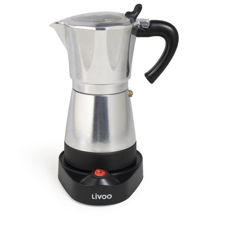 Cafetiere italienne électrique - LIVOO - DOD117A - 480 W - 300 ml - 6 tasses - Argent / Noir Cafetiere italienne électrique - LIVOO - DOD117A - 480 W - 300 ml - 6 tasses - Argent / Noir