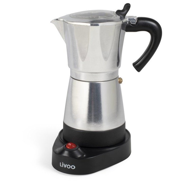 Cafetiere italienne électrique - LIVOO - DOD117A - 480 W - 300 ml - 6 tasses - Argent / Noir Cafetiere italienne électrique - LIVOO - DOD117A - 480 W - 300 ml - 6 tasses - Argent / Noir