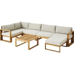 Salon de jardin d'angle modulable LEVATA XL - Bois d'acacia FSC - 8 pe