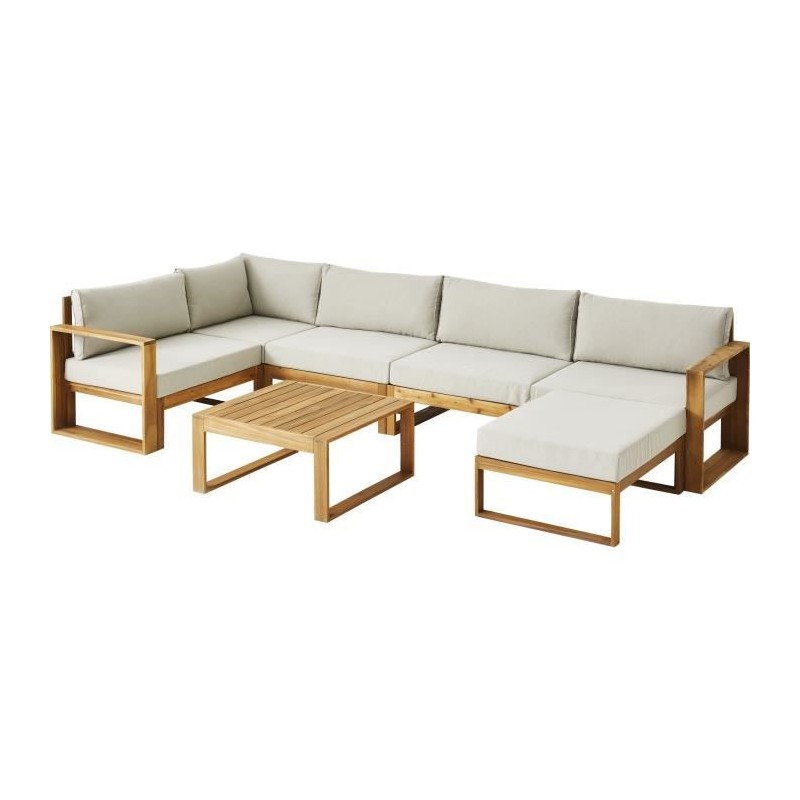 Salon de jardin d'angle modulable LEVATA XL - Bois d'acacia FSC - 8 pe Salon de jardin d'angle modulable LEVATA XL - Bois d'acacia FSC - 8 pe