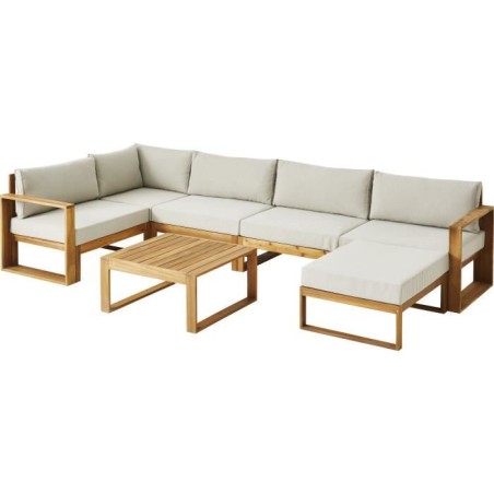 Salon de jardin d'angle modulable LEVATA XL - Bois d'acacia FSC - 8 pe