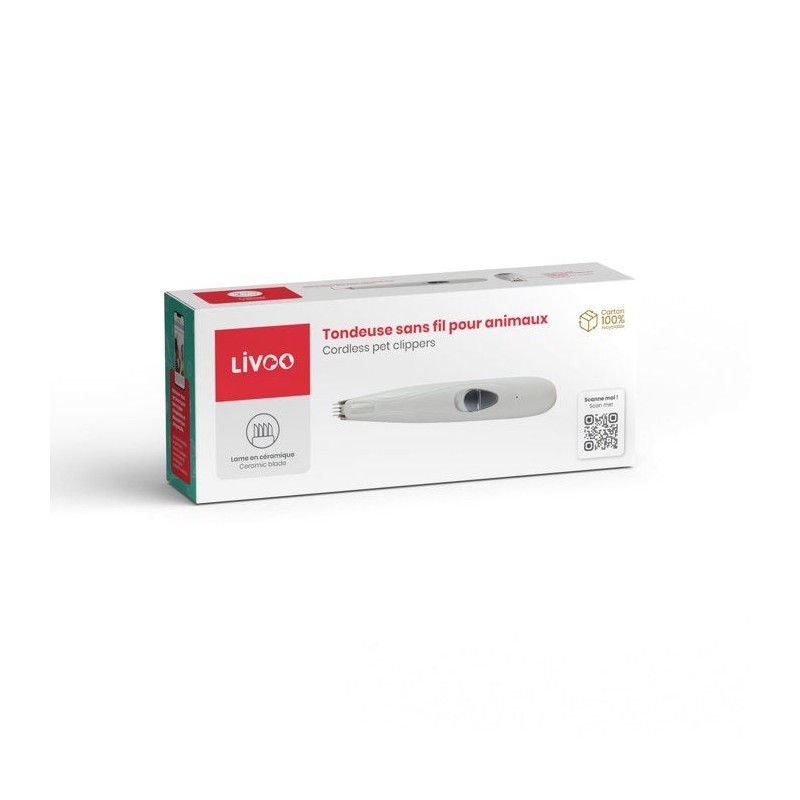 Tondeuse sans fil pour animaux - LIVOO - PET104 - Lame en céramique -