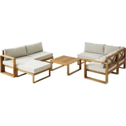 Salon de jardin d'angle modulable LEVATA XL - Bois d'acacia FSC - 8 pe