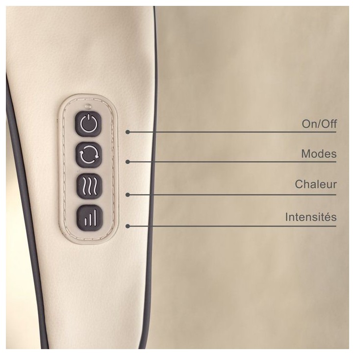 Masseur Shiatsu cou et cervicales - LIVOO - DOS201 - Massage 4D - 6 tetes - Rechargeable