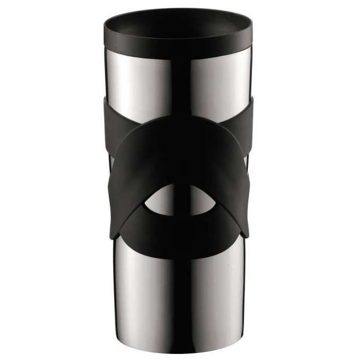 Mug de voyage isotherme - BODUM - Travel Mug - Inox double paroi - Couvercle a vis hermétique - 0.35 l - Noir