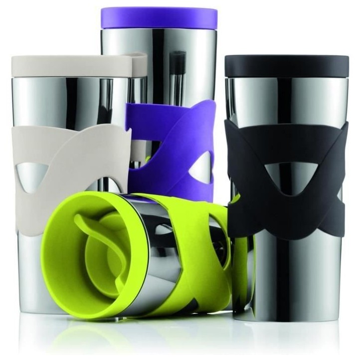 Mug de voyage isotherme - BODUM - Travel Mug - Inox double paroi - Couvercle a vis hermétique - 0.35 l - Noir