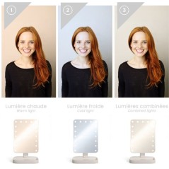 Miroir de maquillage lumineux - LIVOO - DOS206 - LED - 3 modes lumineu