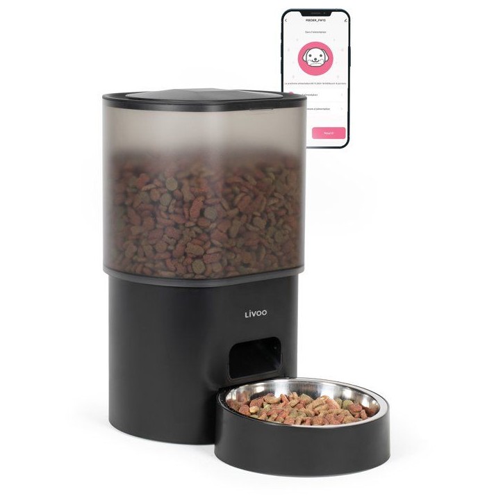 Distributeur de croquettes automatique - LIVOO - PET106 - Capacité 3 L - Compatible chats et chiots - Connecté TUYA Distributeur de croquettes automatique - LIVOO - PET106 - Capacité 3 L - Compatible chats et chiots - Connecté TUYA