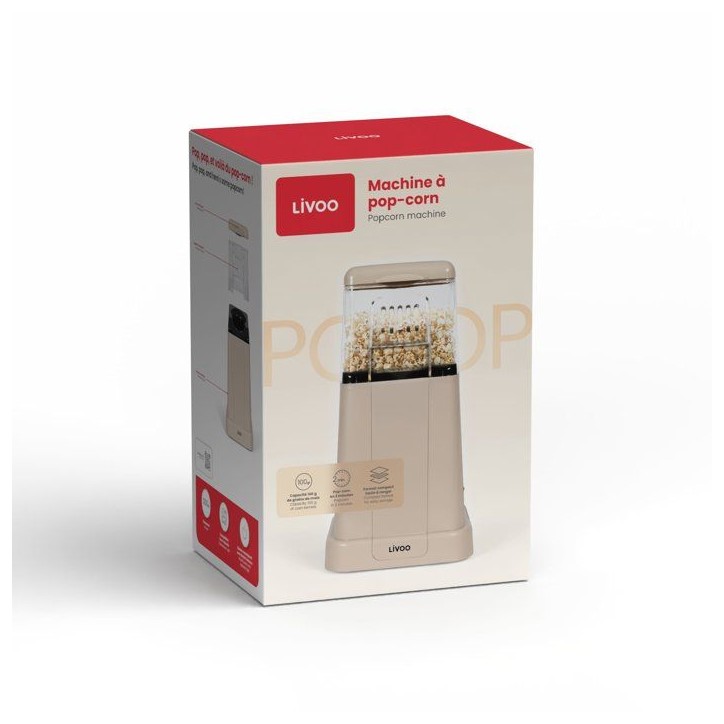 Machine a pop-corn - LIVOO - DOM497C - 1200 W - sans huile Machine a pop-corn - LIVOO - DOM497C - 1200 W - sans huile