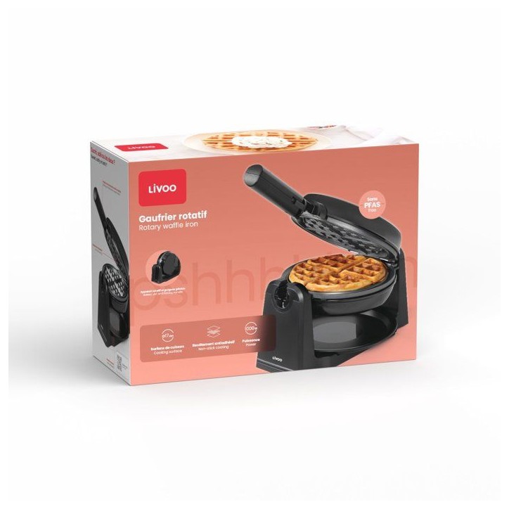 Gaufrier rotatif - LIVOO - DOP252 - Ø17,5 cm - 1000 W