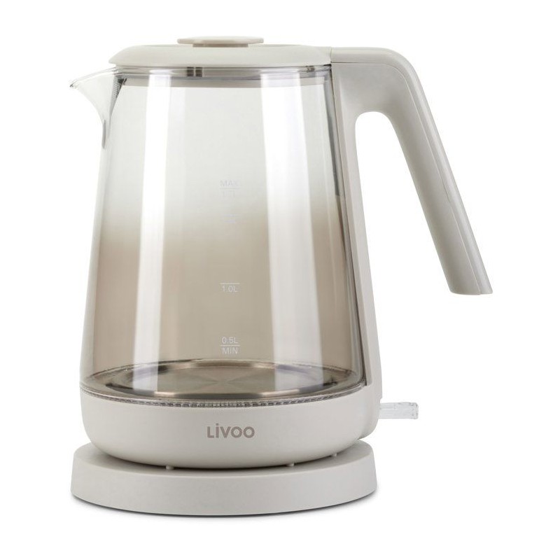 Bouilloire - LIVOO - DOD216G - 2200 W - 1,7 L - Verre / Gris