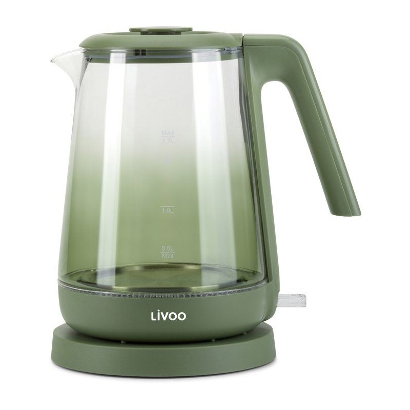 Bouilloire - LIVOO - DOD216V - 2200 W - 1,7 L - Verre / Vert