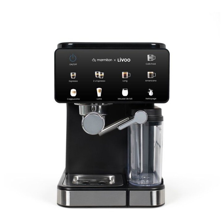 Machine a café expresso multifonction - LIVOO x Marmiton - DOD222CO - Pression 20 bars - 1350 W - Noir et inox