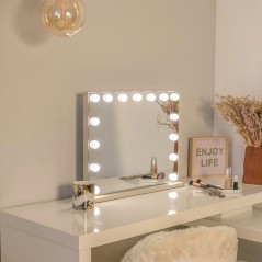 Miroir de maquillage Hollywood - LIVOO - DOS225G - 15 LED - Grand format - Intensité réglable